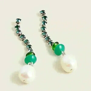 J Crew Fresh Pearl Dangle Earrings in Green
